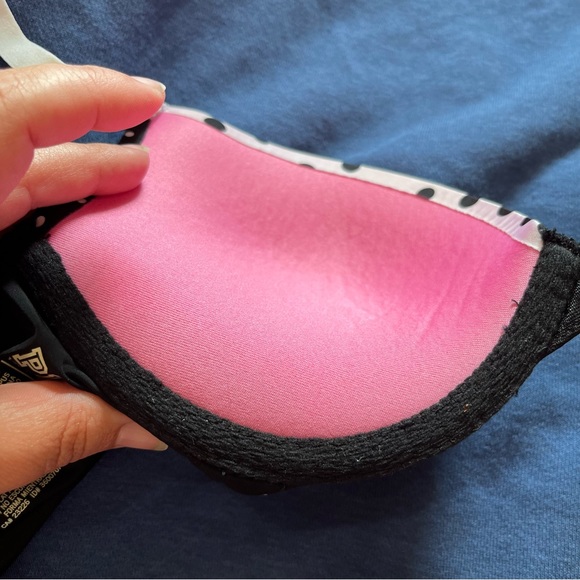 PINK Campus Push Up Bra Underwire Padded Polka Dot Black White Size 32C - Picture 10 of 11